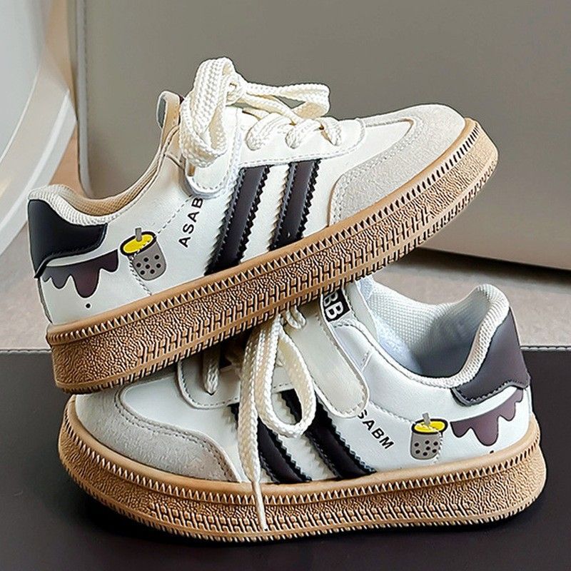 Mergaičių sportiniai bateliai 2024 m. pavasariui ir rudeniui, nauji vaikiški „Board Big Boy Explosion Street Leisure Little White“ bateliai._voghion.com