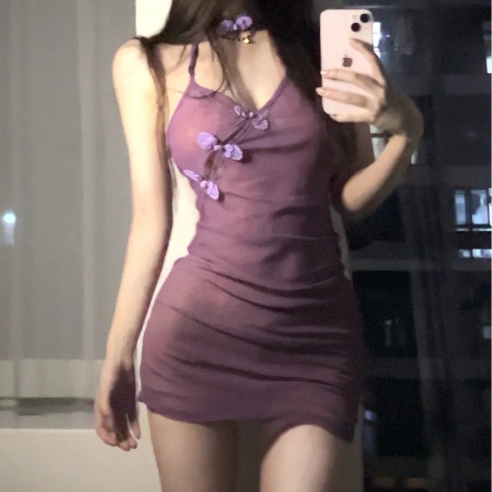 Purple Sexy Ligerie Small Chest Cheogsam Temptatio Outfit 2025 New QQNY Date No-Need-Remove Flirtig Pajamas For_voghion.com
