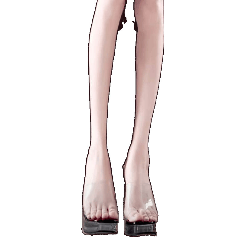 Sandalias de tacón súper alto de 12cm, plataforma impermeable transparente para mujer, sandalias y pantuflas, modelo de tacón grueso de cristal, pasarela de exhibición de autos