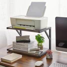 木铁置物架双层台式打印机支架桌面传真机扫描仪文件书籍收纳架