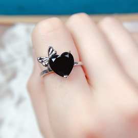 跨境专供天然黑尖晶S925戒10mm珠宝首饰手链女生配饰工厂批发