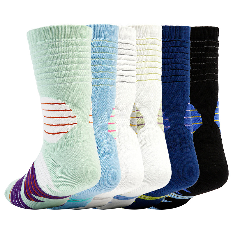 Calcetines deportivos gruesos hasta la pantorrilla para otoño e invierno, calcetines casuales de entrenamiento profesional que absorben los golpes y el sudor, transpirables, antideslizantes, calcetines de baloncesto de élite.