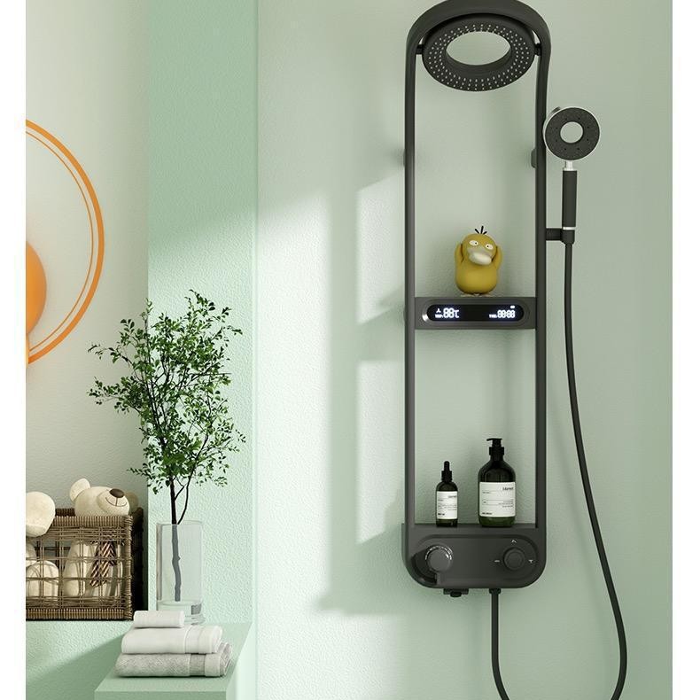 Pistola transfronteriza gris blanco ducha cabeza traje sobrealimentado almacenamiento rack pantalla digital ducha hogar Baño ducha