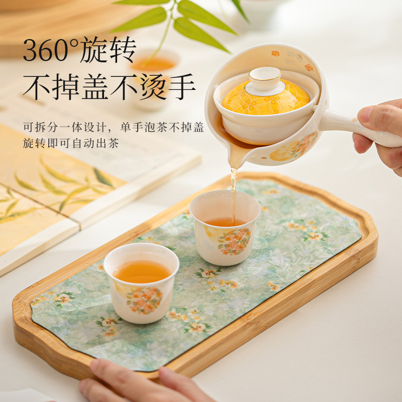 Caja de regalo de taza de té de porcelana de pelo solto con flores de porcelana hueso brocade conejo de té de kung fu