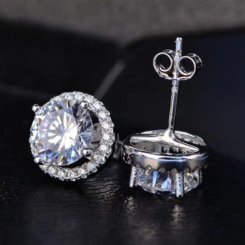 Zircon Inlay Material Ear Studs Classification 1 Pair Simple Style Classic Style Round Inlay Copper Zircon Ear Studs