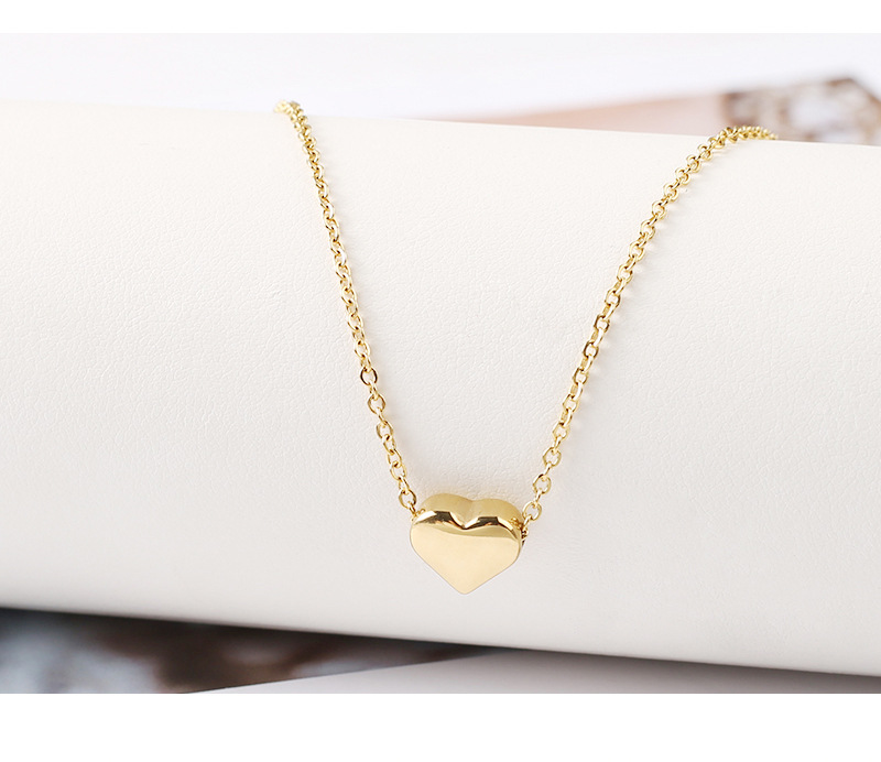 Titanium Steel Pendant Material Wholesale Jewelry Simple Style Heart Shape Titanium Steel Plating Pendant Necklace Cable Chain