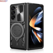 适用于三星Z fold5推窗指环来电闪手机壳Galaxy Flip6防摔保护套