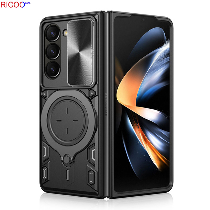 适用于三星Z fold5推窗指环来电闪手机壳Galaxy Flip6防摔保护套