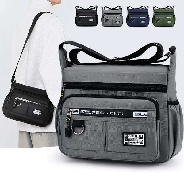 Men's Crossbody Bag, Large Capacity, Multi-Pocket Business Bag, Multi-Layer Men's Bag, Shoulder Bag, Waterproof and Wear-Resistant Backpack