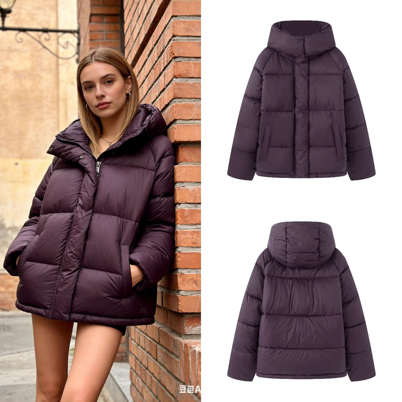 Za Foreign Trade Cross-Border Wholesale European and American Style Women's Winter Elegant Commuter Fashion Detachable Hooded down Cotton Jacket