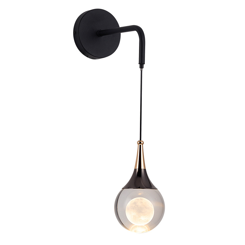 Dormitorio cabecera lámpara de pared creativa pasillo pasillo pared de fondo simple luz lujo cristal decoración protección ocular pequeño candelabro 125L