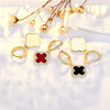 Advanced classic earrings, zirconium, high-quality style, four-leaf clover, Chanel style, 2023 collection, light luxury style