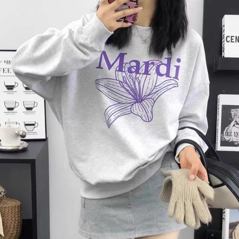 韩国潮牌卫衣小雏菊腊肠狗印花刺绣金高银同款纯棉圆领印花上衣女|undefined