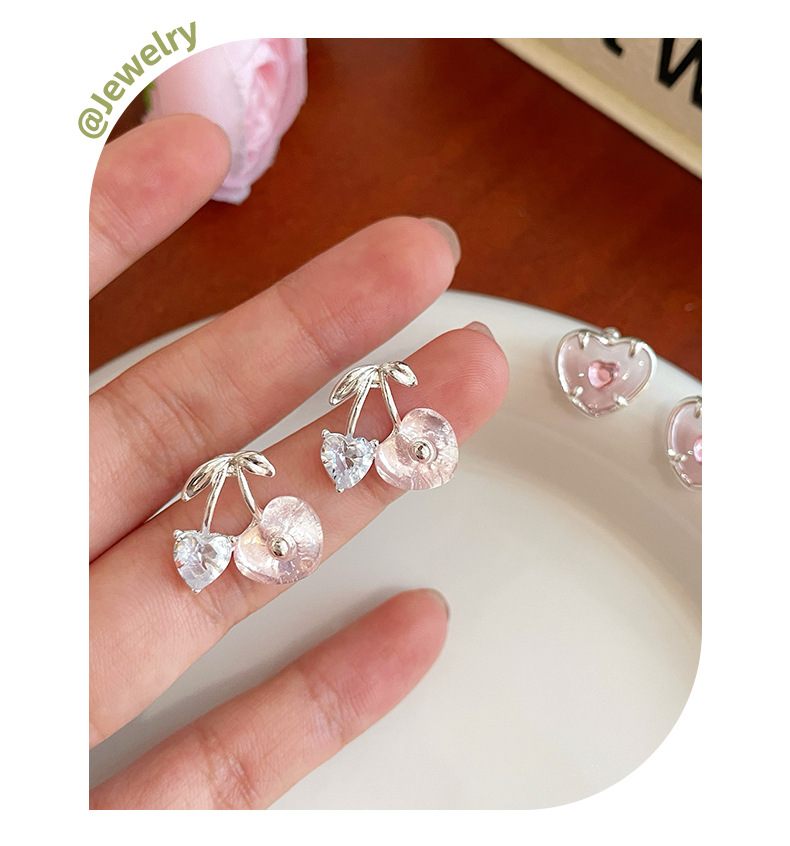 Daily, Party Occasion Alloy Material 1 Pair Sweet Cherry Heart Shape Alloy Ear Studs
