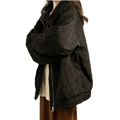 Texture Workwear Jacket for Women in Plus Size, Unique Suit Jacket, 2025 Spring and Autumn Retro Hong Kong Style Design, Baseball Style Outerwear