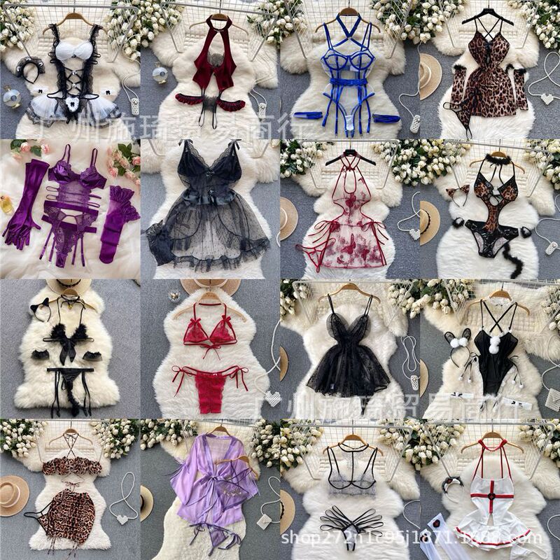 Sexy Lingerie, Passion Set, Uniform Temptation, Women's Transparent Open-Crotch Mesh Clothing, Jacquard One-Piece Stockings Wholesale