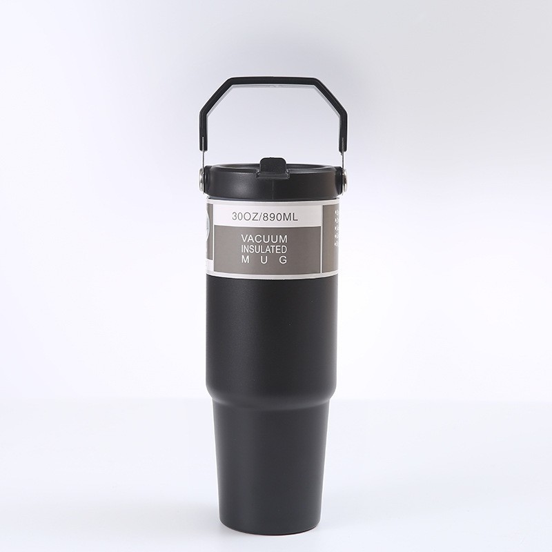 Explosión transfronteriza gradiente 30oz taza de automóvil portátil de gran capacidad con paja 304 taza de aislamiento al vacío de acero inoxidable