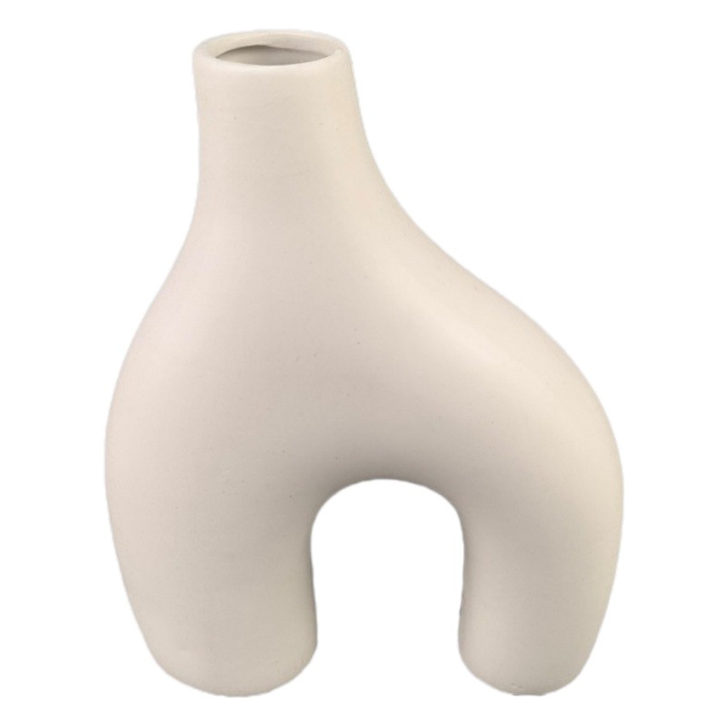 Jarrón artístico de forma especial, cerámica, arreglo floral para sala de estar, recibidor, sala modelo, decoración suave, adornos, regalos creativos, porcelana blanca