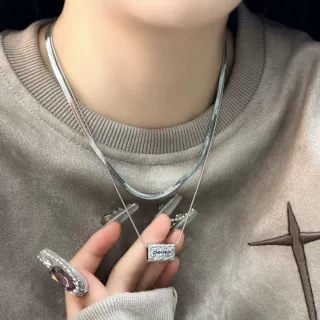 叠戴风 甜酷钛钢项链不掉色女 百搭高级感 辣妹卫衣T恤锁骨链配饰