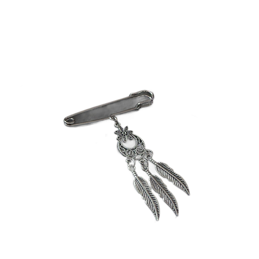 Spilla vintage a forma di piuma donna spilla gotica in metallo_voghion.com