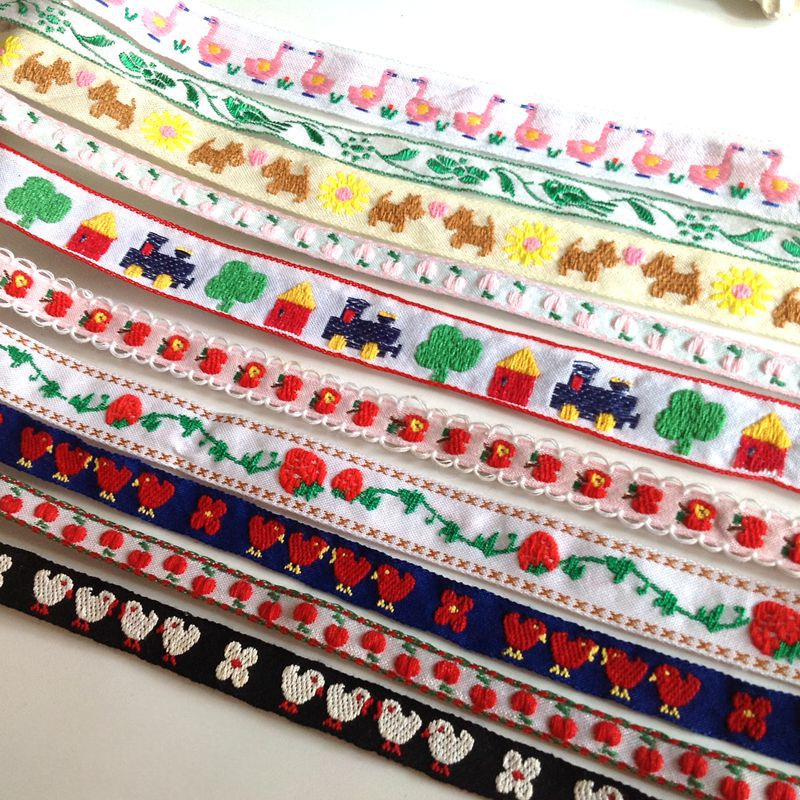 Accesorios hechos a mano cinta zakka algodón lindo dibujos animados bordado de frutas encaje tela tela tocado ropa de bebé