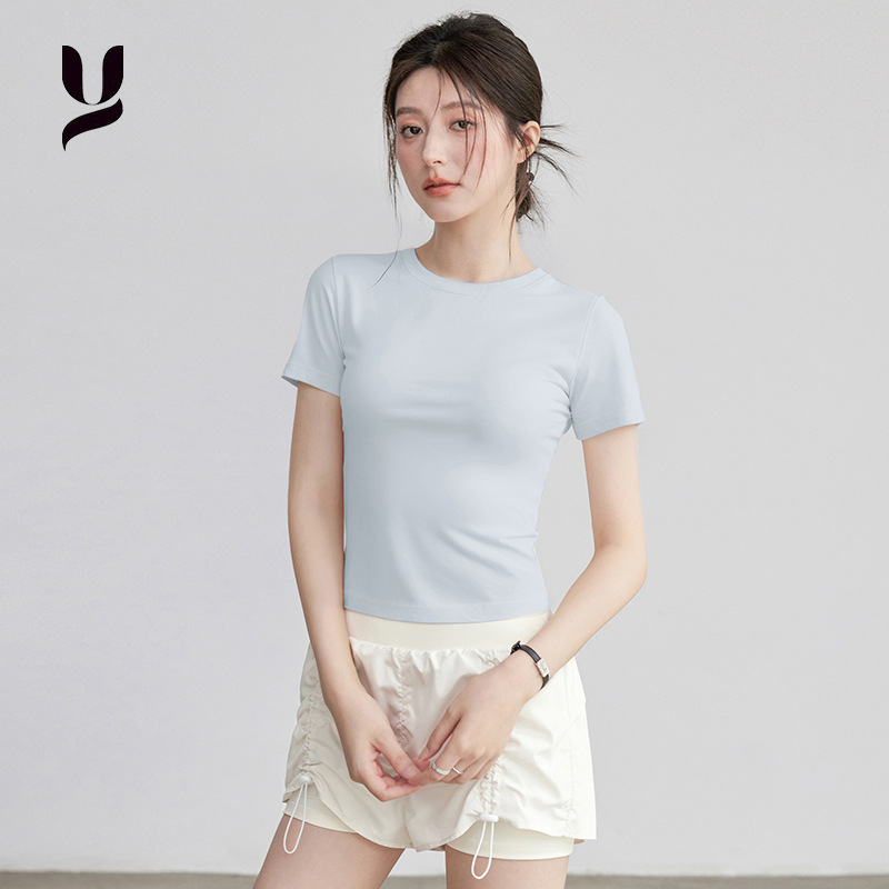 2025运动短袖女2025夏季新款透气健身衣跑步训练瑜伽上衣女t恤|undefined