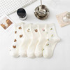 white Socks Medium hose ins Cotton socks spring and autumn solar system lovely Little Bear Flower Embroidery summer Stockings