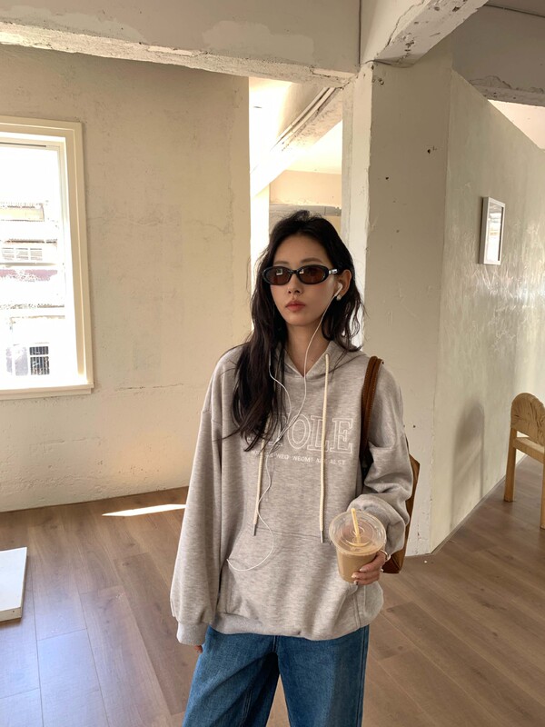 广州黄峥早秋新款套头连帽卫衣女复古灰色小个子宽松外套530878|undefined