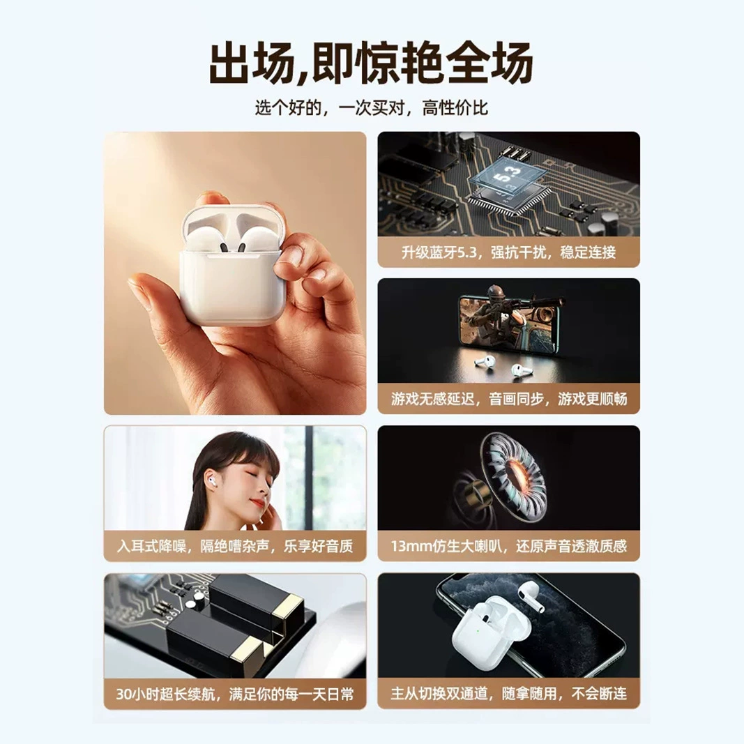 Беспроводная Bluetooth-гарнитура Huaqiangbei 2-го, 3-го, 4-го и 5-го поколений с пропусканием шума, сверхдлительный срок службы аккумулятора, совместима с Apple и Android Pro