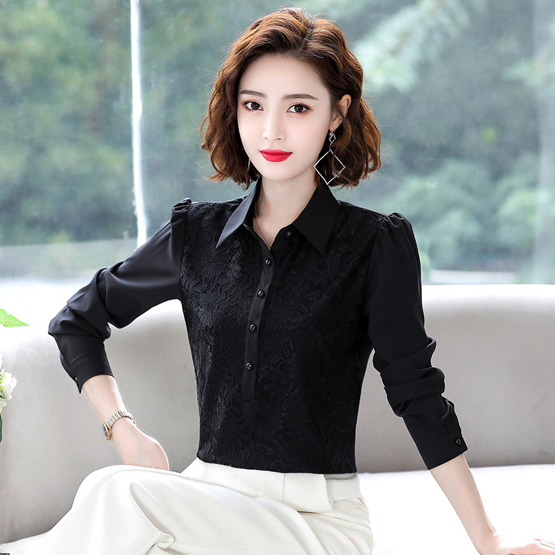 Chiffon Shirt Women's Long-sleeved Square Collar 2023 Spring and Autumn Top fleece-lined Thickened Warm All-match Lace Base Shirt