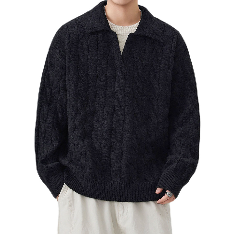 Explosiones transfronterizas de tamaño grande falso de dos piezas de polo camisa de punto de torsión suéter hombre viejo dinero fábrica de moda al por mayor