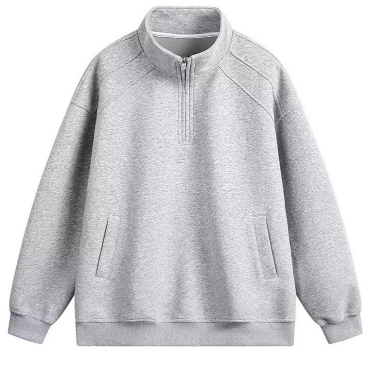 High Street Style Men's Stand-Up Collar Sweatshirt Men's Half-Zip Sweatshirt Hooded Pullover Sweatshirt Men's Jacket Long-Sleeved Sweatshirt