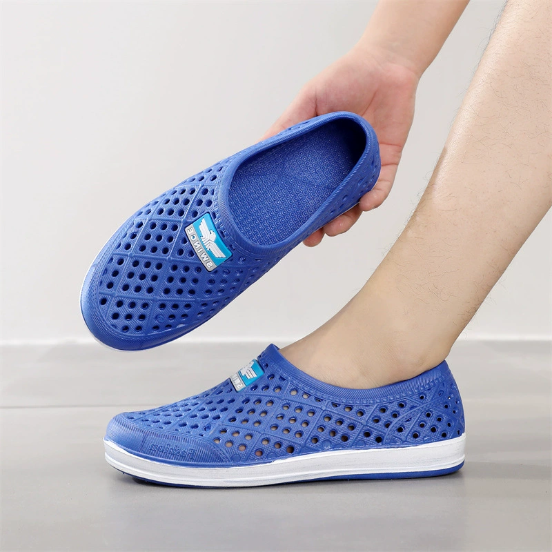 2023 Новая рабочая обувь, Мужская Летняя обувь с дырками, сандалии, Студенческая Нескользящая дорожная дышащая Повседневная пляжная обувь на толстой подошве