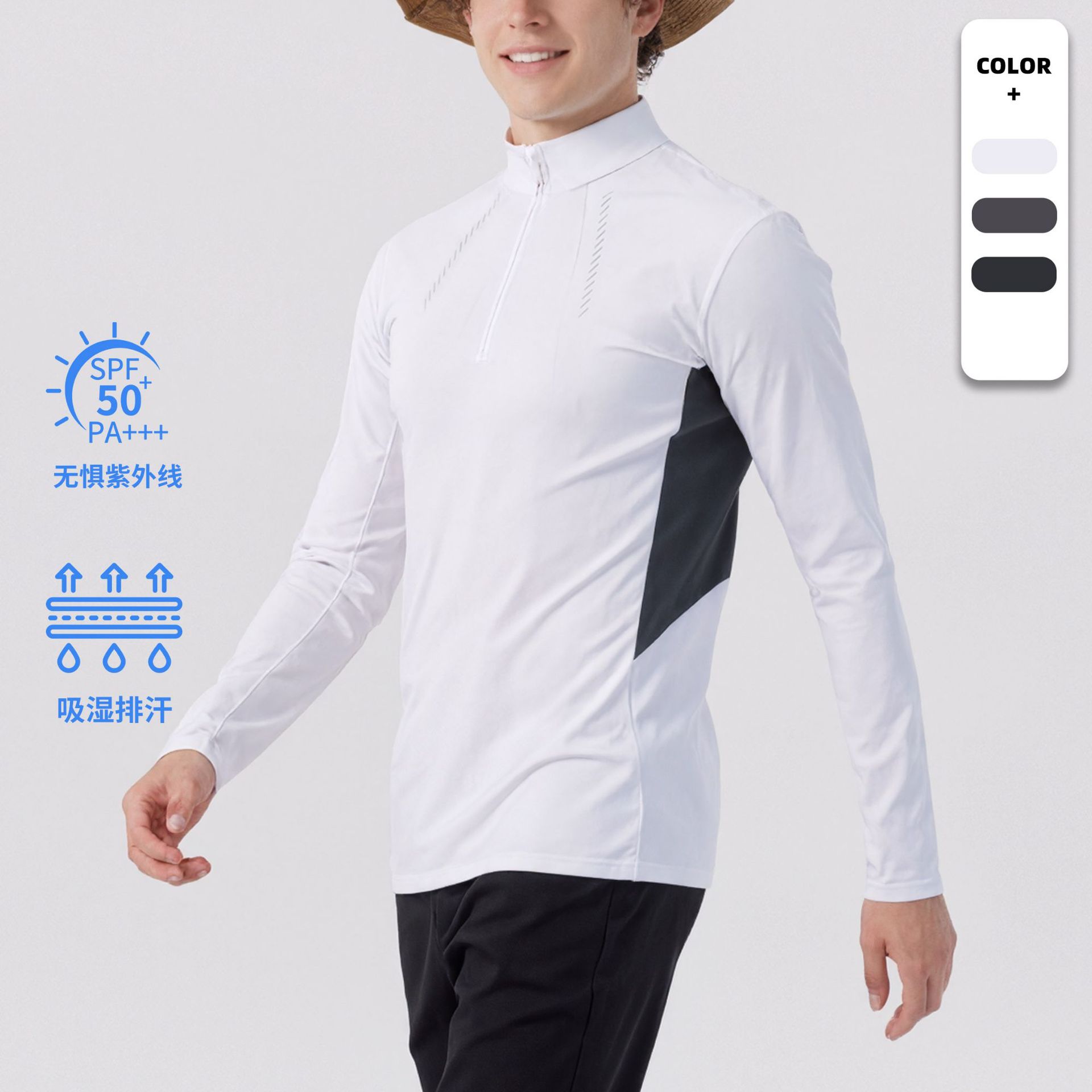 Dijia protector solar medio cremallera rápida ropa de secado camiseta deportiva al aire libre hombre moda entrenamiento de bicicleta correr ropa de fitness