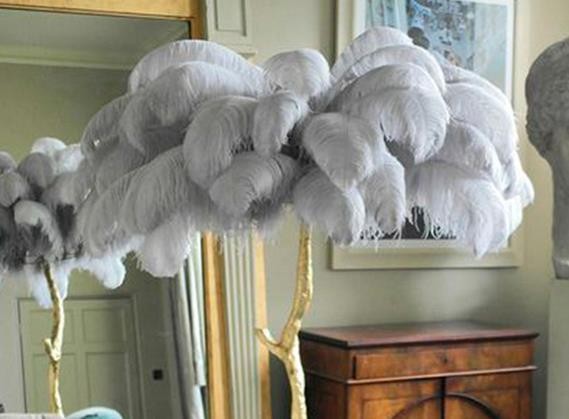 Transfronteriza original de cobre araña de plumas de lujo luz dormitorio sala de estar popular araña de plumas de avestruz