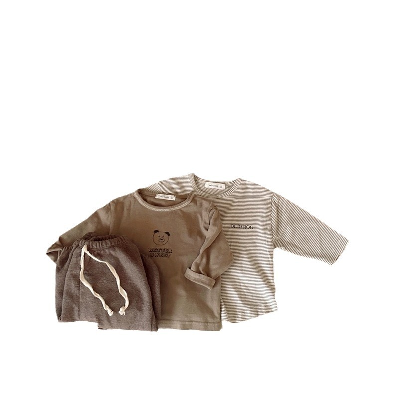 Camiseta de manga larga a rayas para bebé, estilo coreano, ropa infantil para niños y niñas, camiseta básica de otoño, jersey infantil de otoño