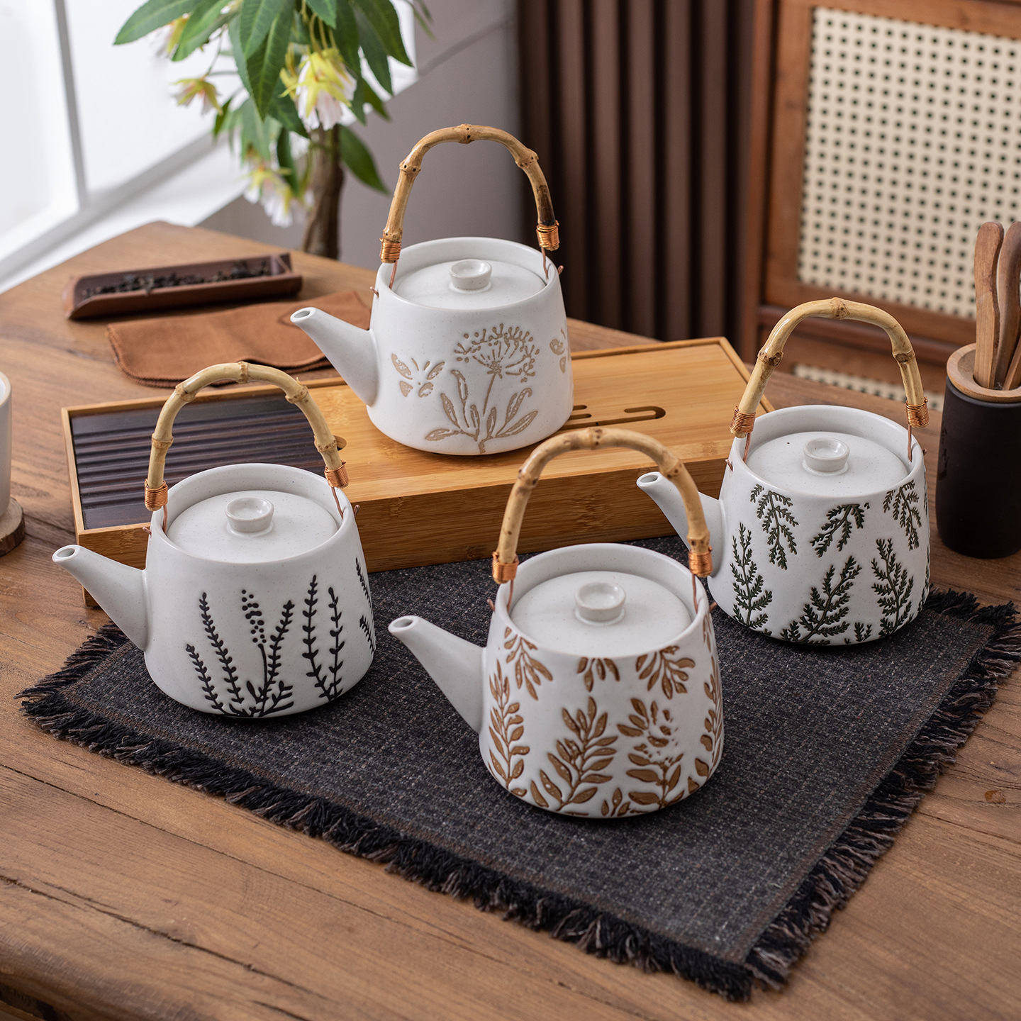 Taza de desayuno de cerámica pintada a mano pastoral esmerizada taza de cerámica rugosa taza de café de flores frescas taza de nicho menú de la tarde