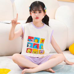 Kids' Vest Set for Summer: Boys' and Girls' Sleeveless Tank Tops with Two-Piece Loose-Fit, No-Sleeve Shorts—Perfect for Outdoors