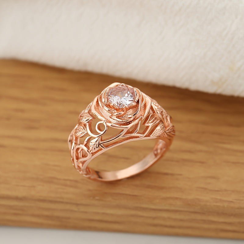 Elegant white commemorative fashionable ring with zircon