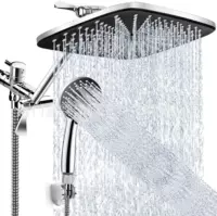 American 6-Function Handheld Shower Set with 12-Inch Rain Top Head, Pressurized Water