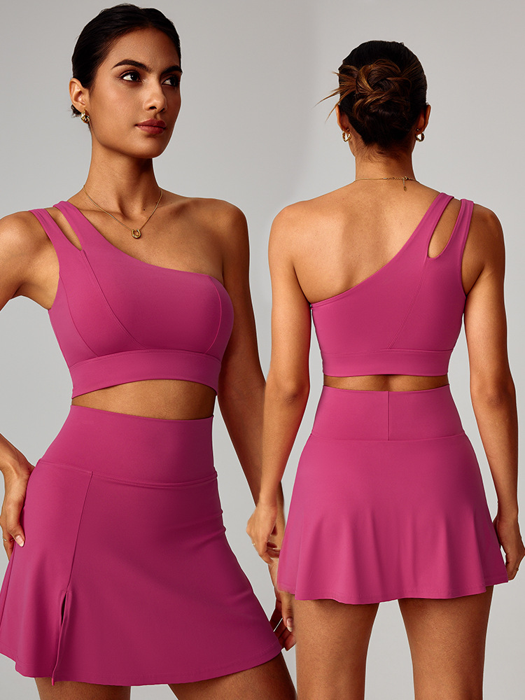Bra de hombro inclinado transfronterizo trajes de yoga para mujeres trajes de fitness casuales para correr trajes deportivos para mujeres 6358