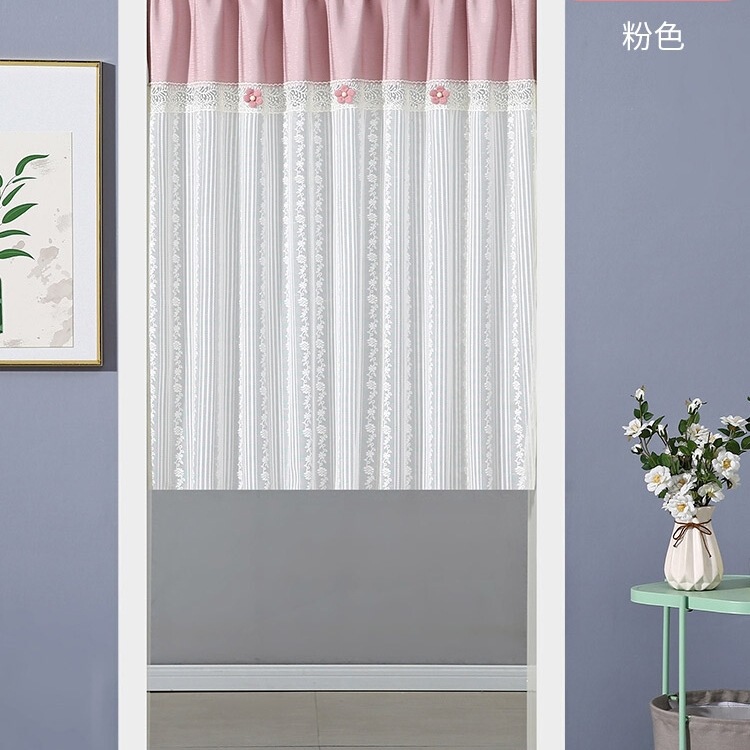 Spliced Bedroom Door Curtain Partition Curtain for Home Kitchen and Toilet, No-Drill Half-Length Short Curtain