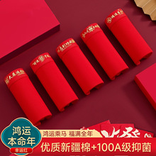 本命年纯棉大红色男士内裤中老年爸爸平角裤2026新款马年四角短裤