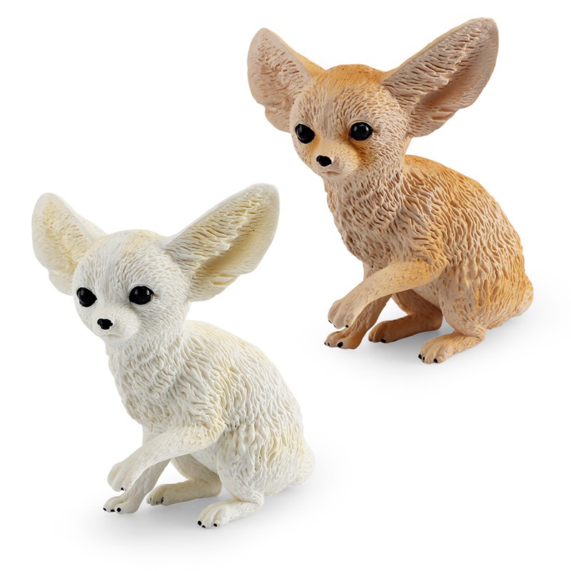 Modelo animal de bosque de simulación transfronteriza oreja grande zorro aurícula zorro desierto zorro estática decoración de escritorio juguete