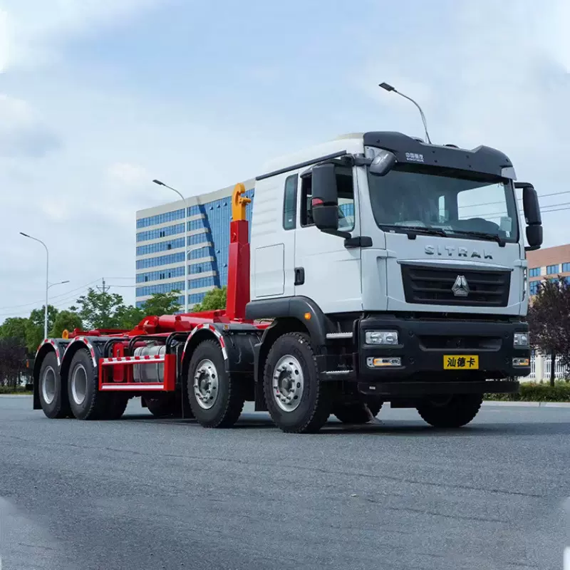 重汽汕德卡后双桥套臂垃圾车25吨后八轮大型勾臂车环卫垃圾自卸车