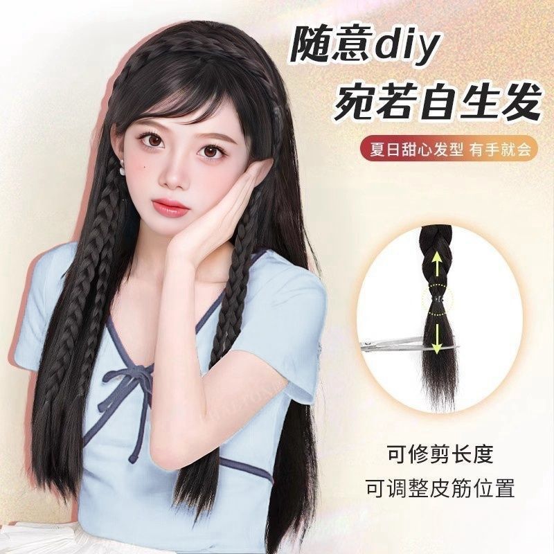 Diadema, trenza, temperamento suave para niños, cara pequeña, cabello largo, trenza retorcida, cabello simulado, accesorios para el cabello invisibles que no dejan marcas