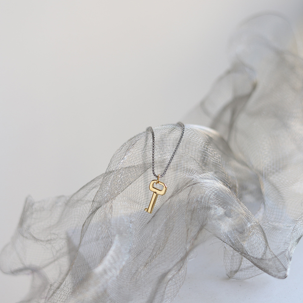 Fashion Key Titanium Steel Plating Pendant Necklace_colorza_6