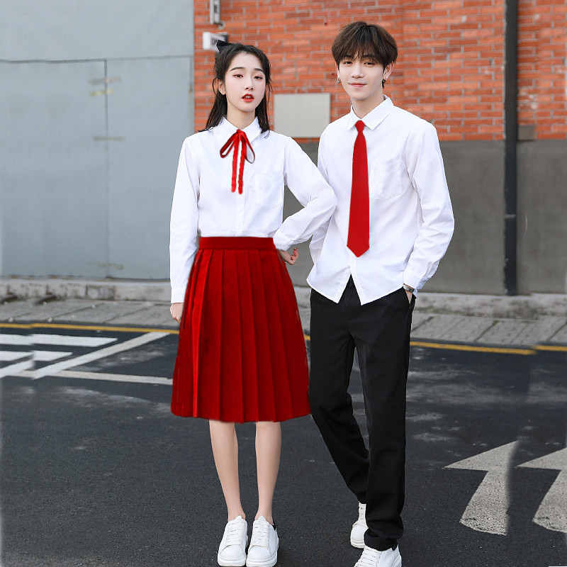 Large Choir Performance Clothing, Junior and High School Student Graduation Class Clothing, Performance Lecture Competition Poetry Recitation Clothing, Female Red Skirt