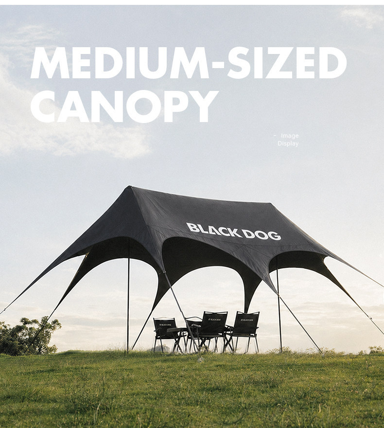 Blackdog Outdoor Canopy Tent Black Glue Sun Protection Camping Style Picnic Free Construction Windproof and Rainproof Awning