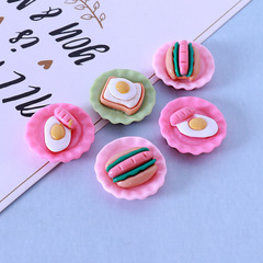 迷你仿真食玩微縮早餐麵包雞蛋香腸餐盤配件手機殼奶油膠創意裝飾